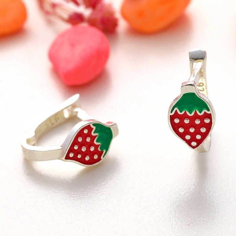Silver Strawberry Children's Earrings