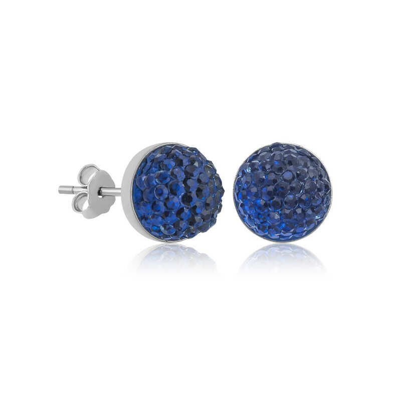 Silver Blue Crystal Studded Women's Earrings