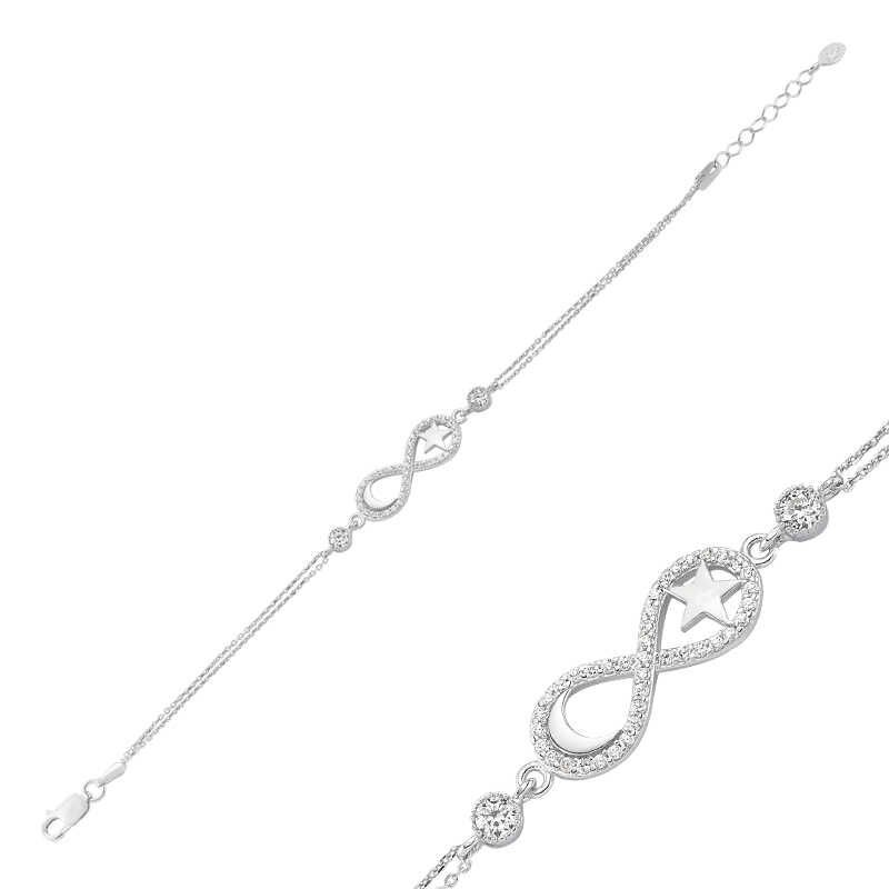 Silver Moon Star Infinity Women's Bracelet