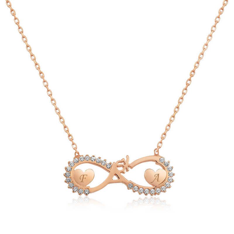 Silver Rose Heart Infinite Love Necklace