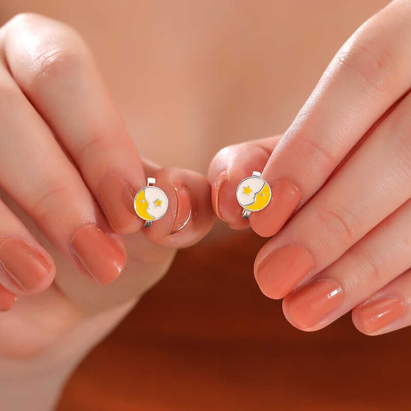 Silver Crescent Star Children's Earrings