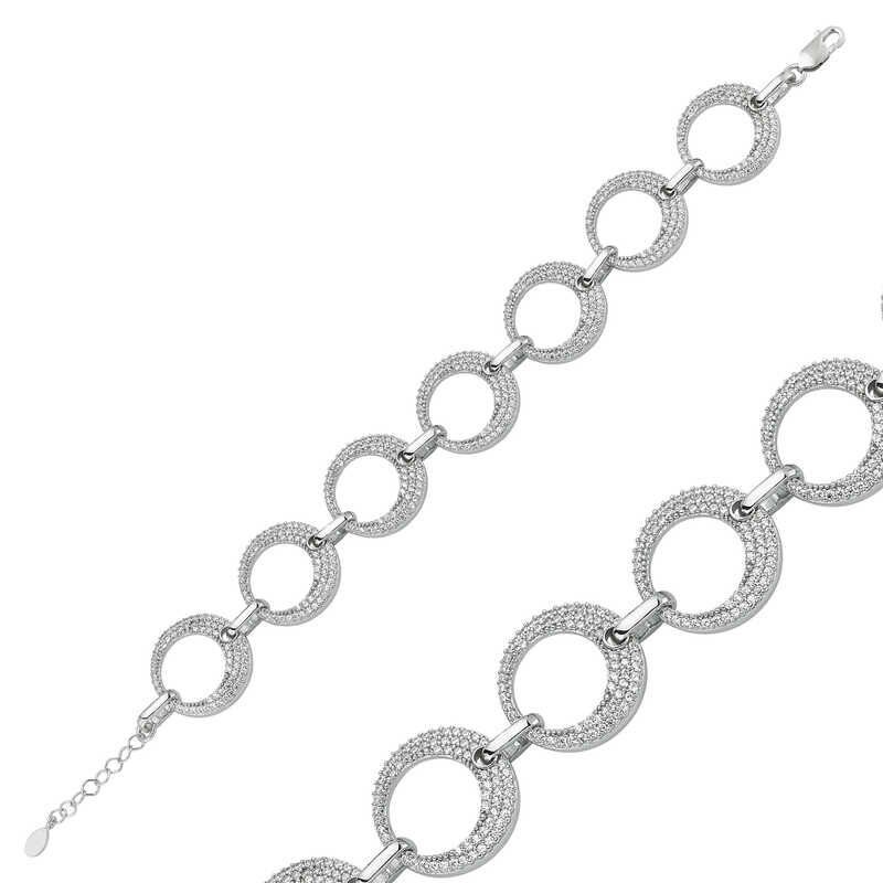 Silver Stone Hoop Women's Bracelet