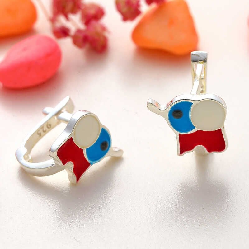 Silver Elephant Kids Earrings