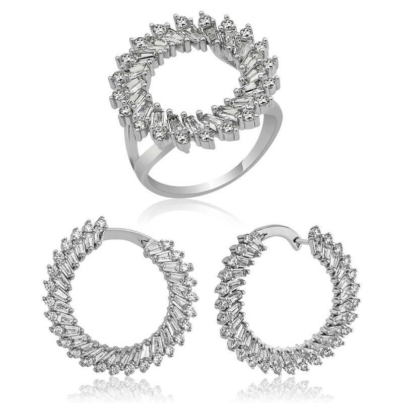 Silver Trapezoid Stone Women's Set