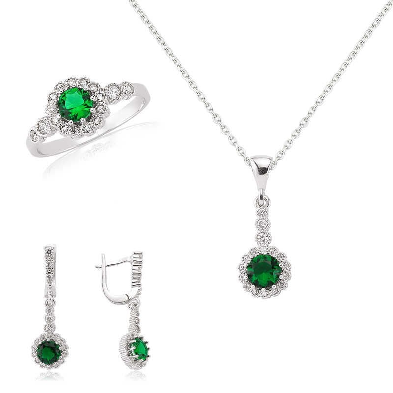 Silver Green Flower Ladies Set
