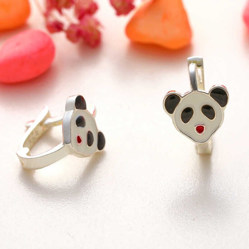 Silver Panda Kids Earrings