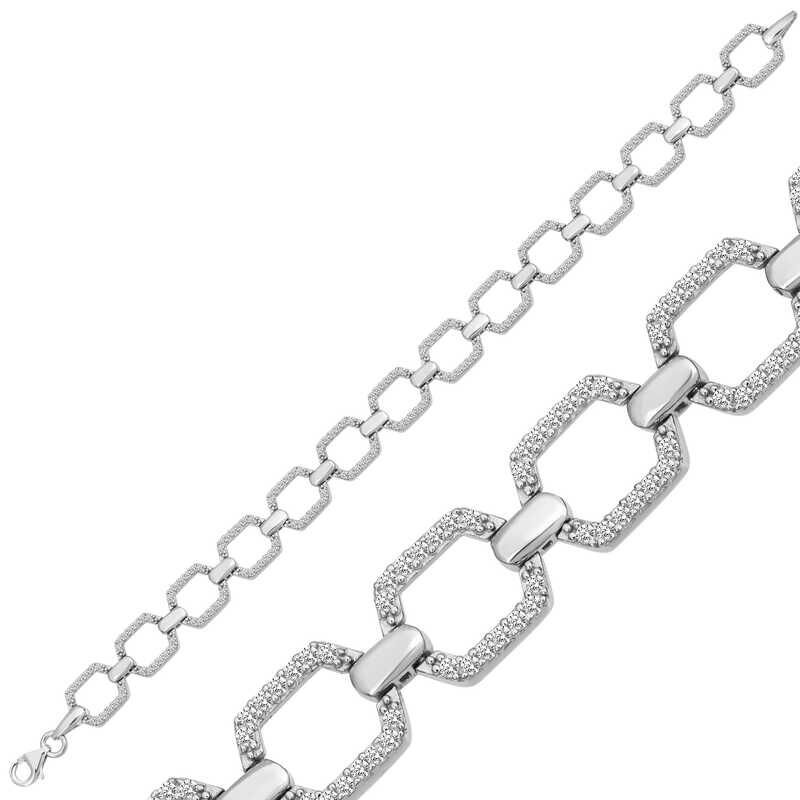 Pulsera de mujer con piedra cuadrada de plata