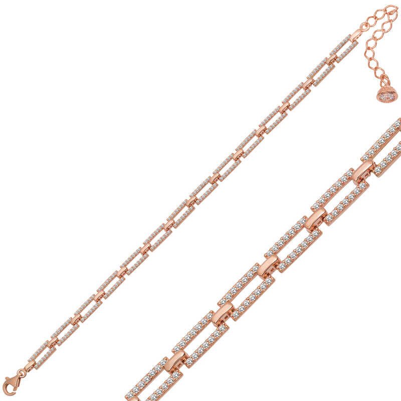 Silver Rose Square Stone Women's Bracelet