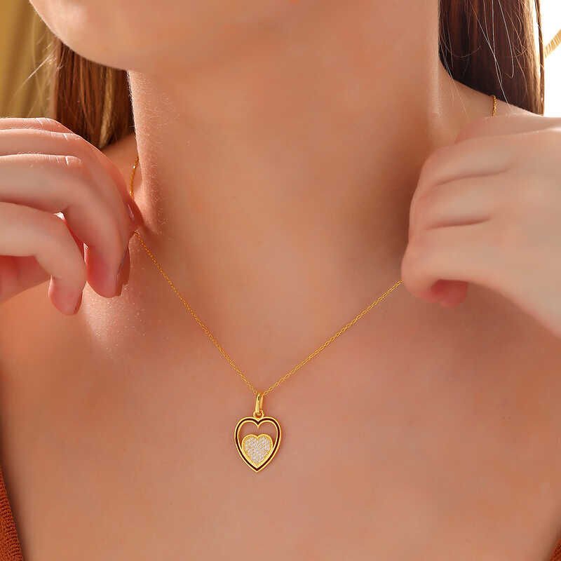 Silver Gold Heart Women's Necklace
