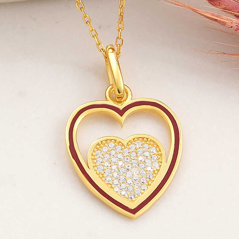 Silver Gold Heart Women's Necklace