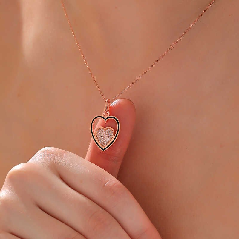 Silver Rose Heart Women's Necklace
