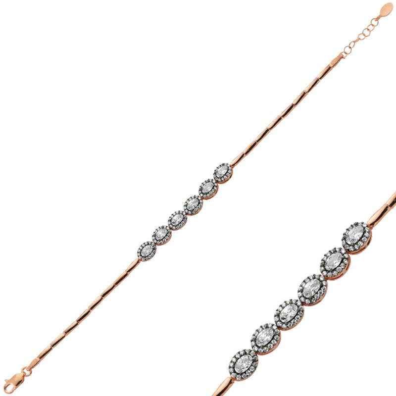 Silver Rose Diamond Mounted Women's Bracelet