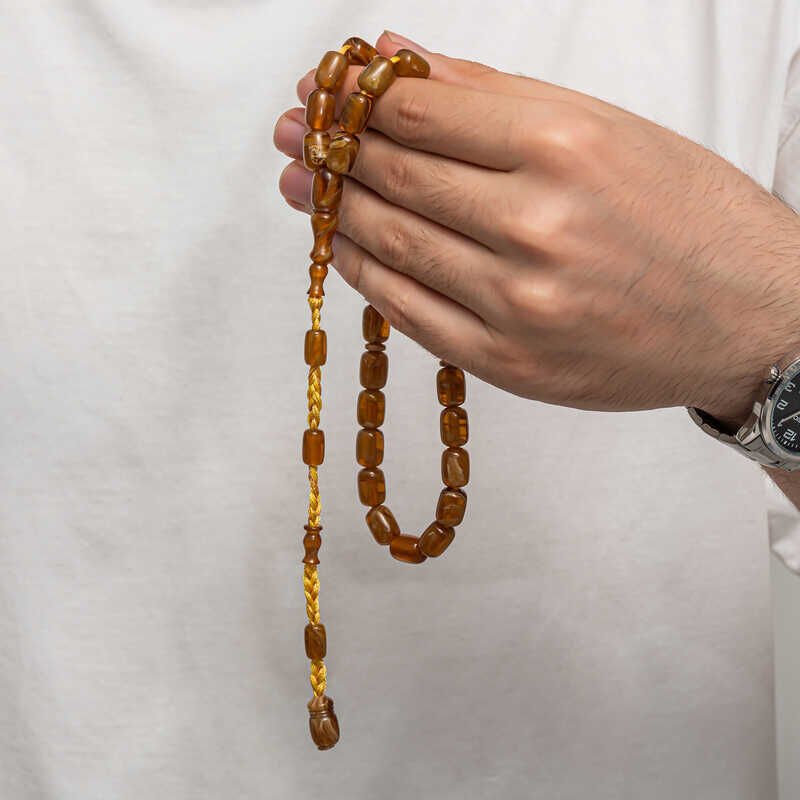 Pressed Amber Prayer Beads