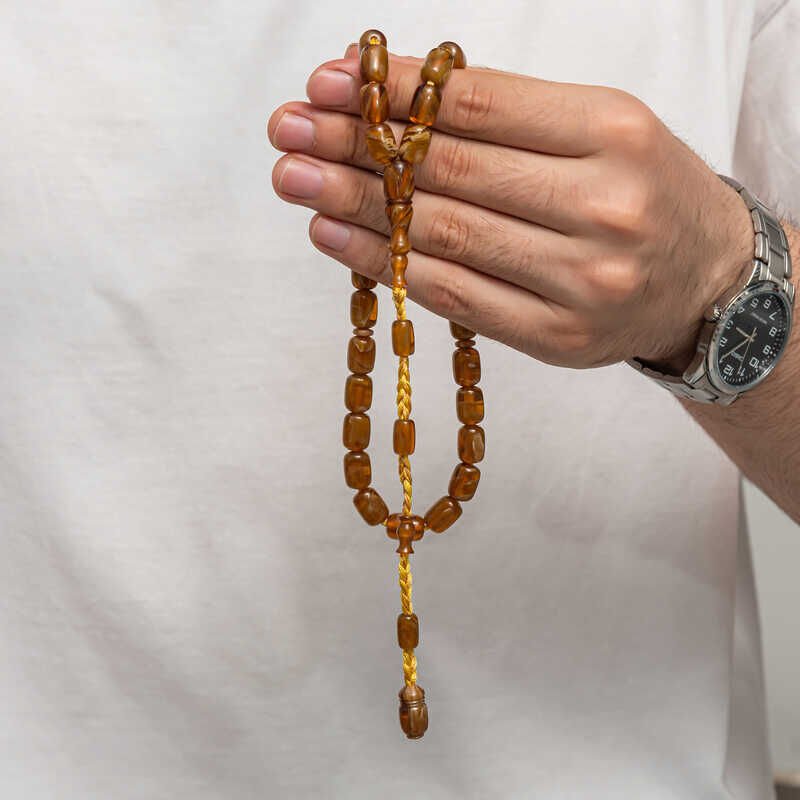 Pressed Amber Prayer Beads