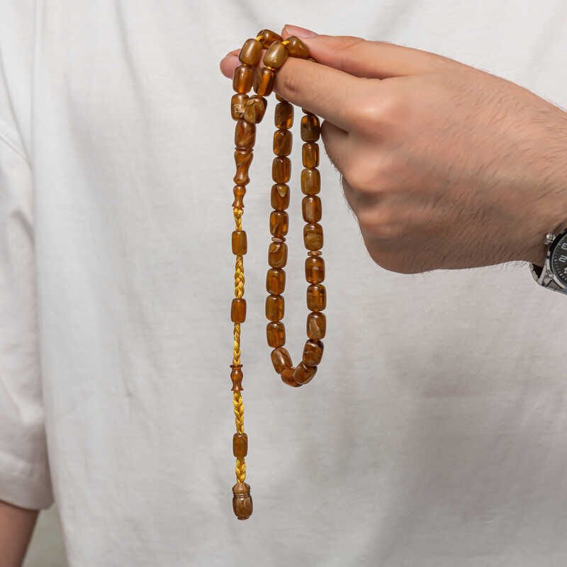 Pressed Amber Prayer Beads