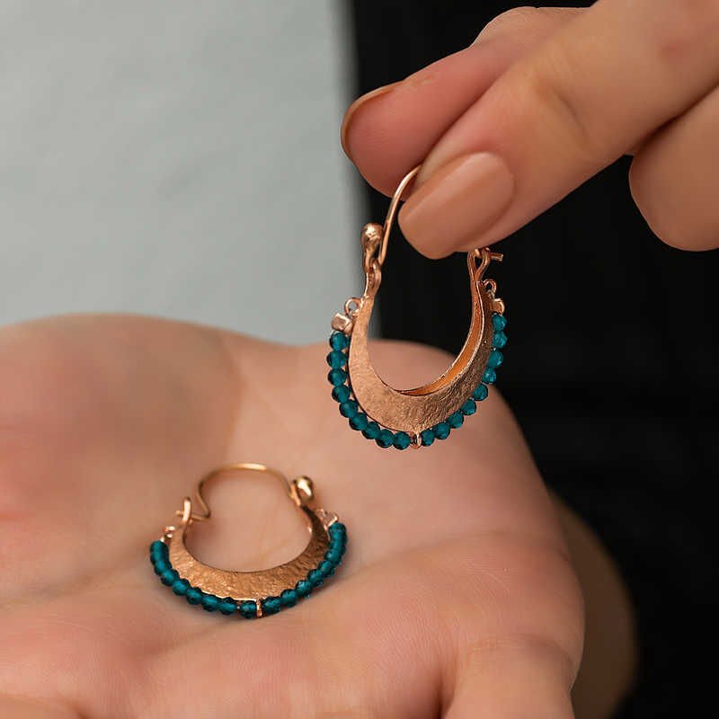 Silver Turquoise Stone Bohemian Earrings