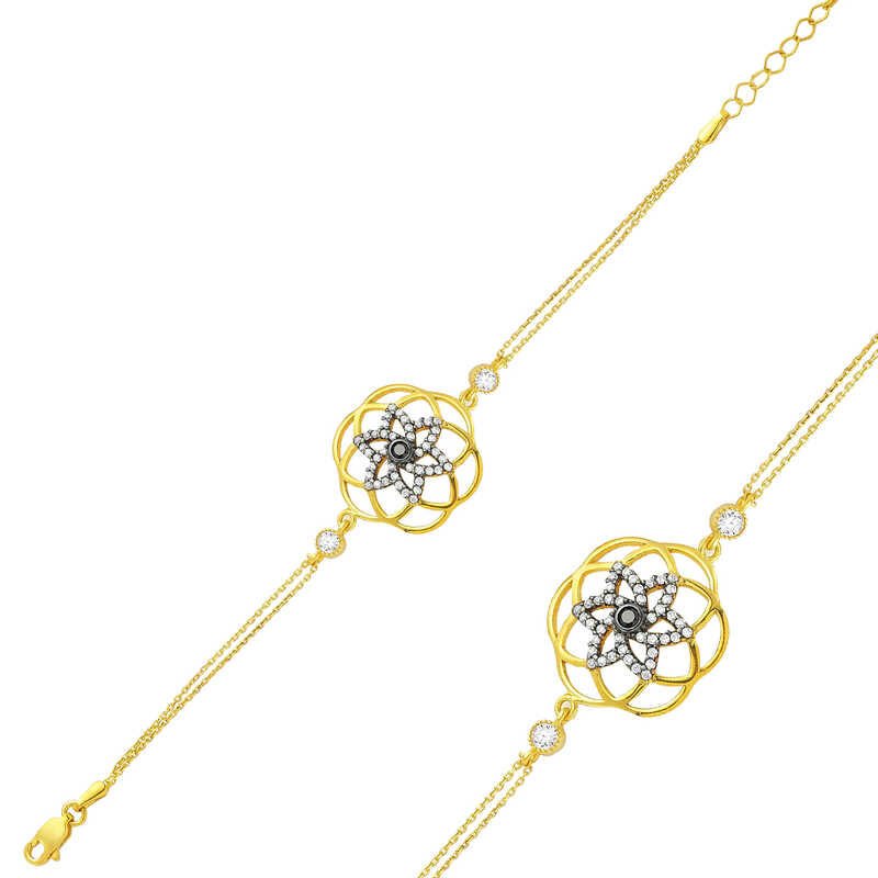 Silver Gold Yellow Flower of Life Women's Bracelet