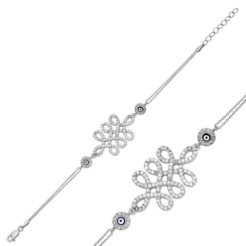Pulsera de plata con ojo malvado y infinito para mujer