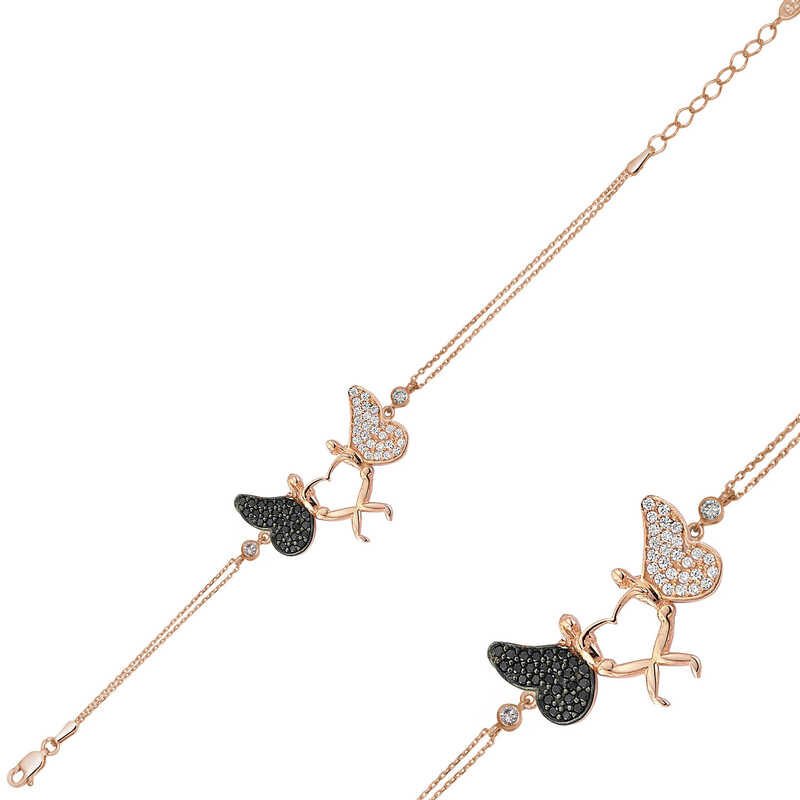 Silver Rose Heart Angel Women's Bracelet