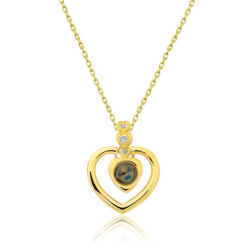 Silver Gold Heart 100 Languages I Love You Necklace