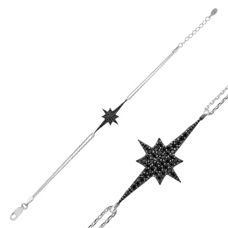 Silver Black Polar Star Women's Bracelet