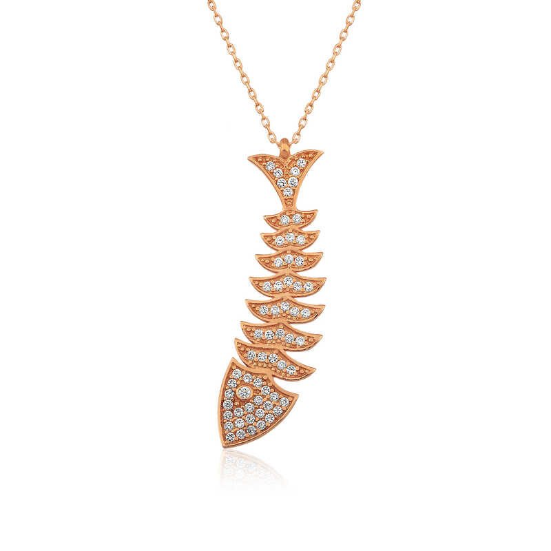 Silver Rose Fish Women's Necklace