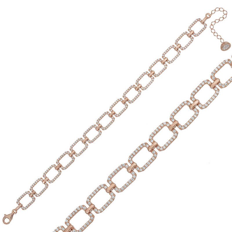 Silver Rose Square Stone Women's Bracelet