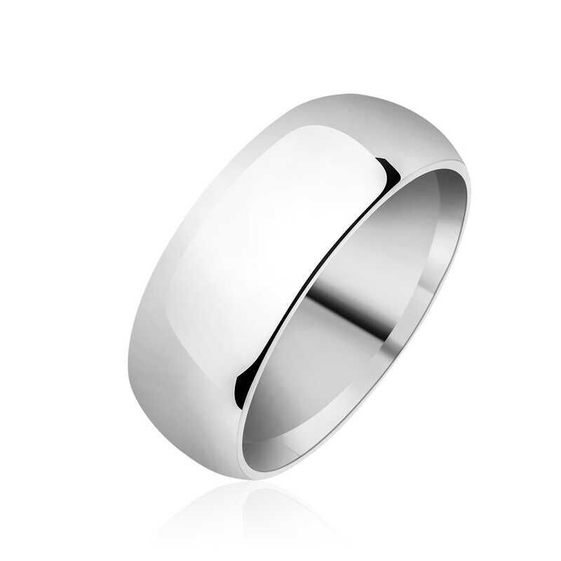 Anillo de bodas de plata con cúpula plana de 8 mm