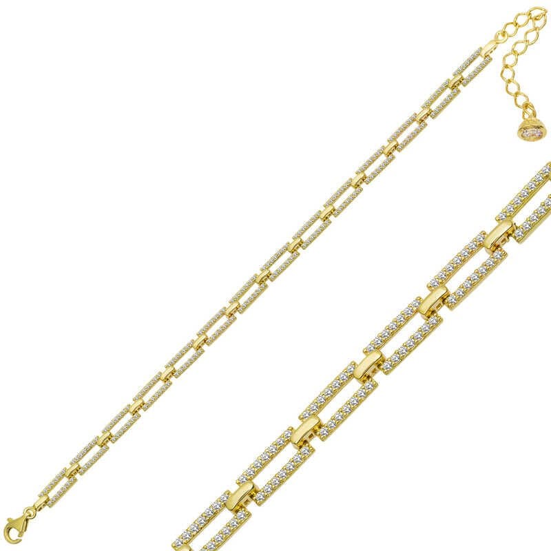 Silver Gold Square Stone Women's Bracelet