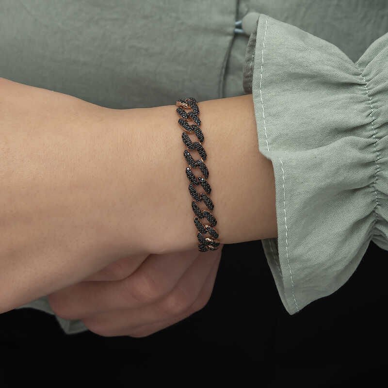 Silver Black Stone Gurmet Women's Bracelet
