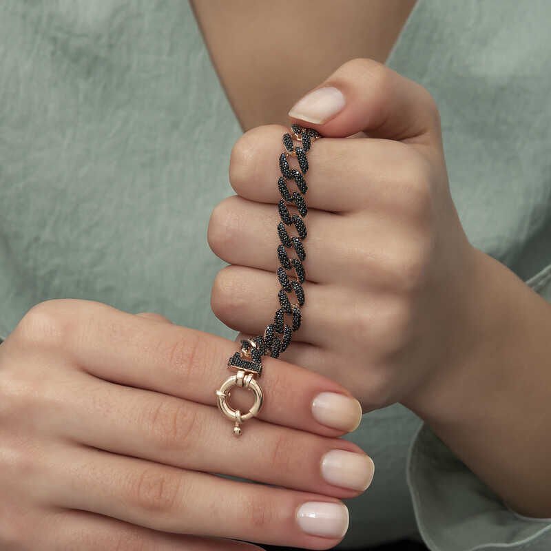 Silver Black Stone Gurmet Women's Bracelet