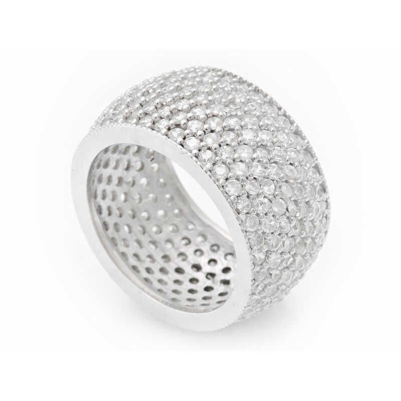 Silver 7 Row White Full Circle Women's Wedding Ring
