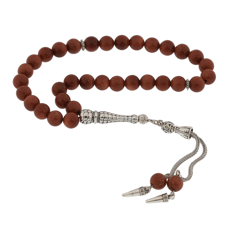 Natural Stone Metal Tassel Brown Star Stone Prayer Beads