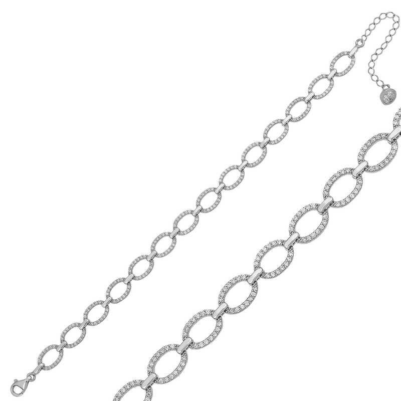 Silver Oval Stone Women's Bracelet