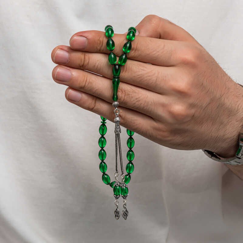 Silver Tassel Tightened Amber Prayer Beads