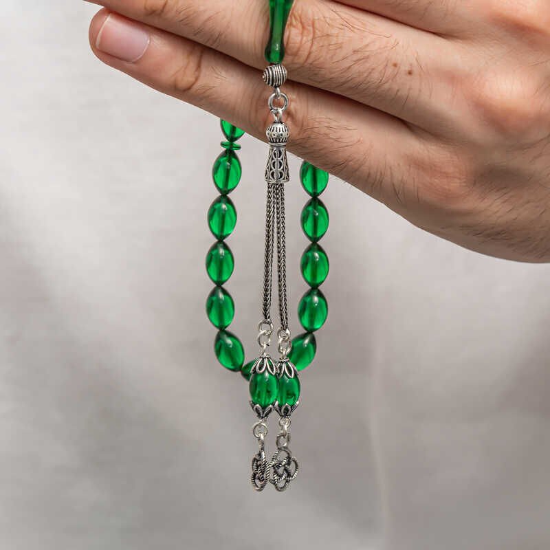 Silver Tassel Tightened Amber Prayer Beads