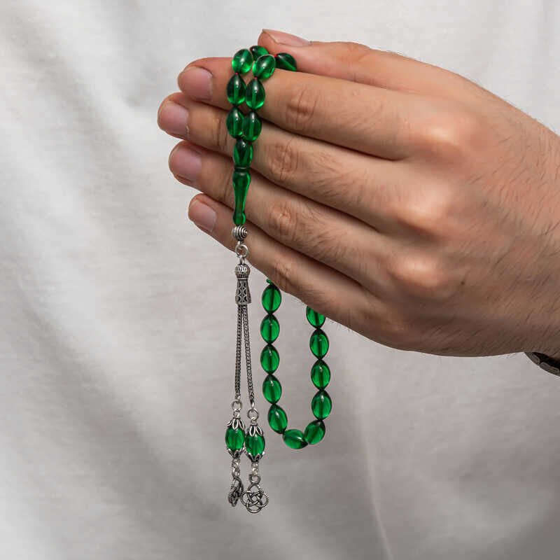 Silver Tassel Tightened Amber Prayer Beads