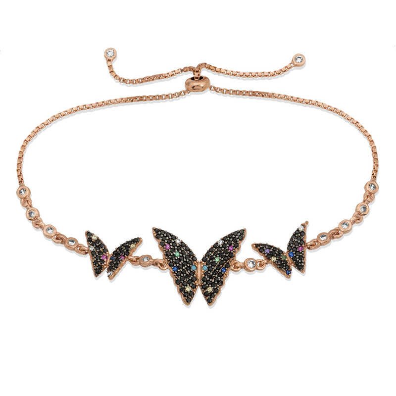Silver Rose Butterfly Elevator Bracelet