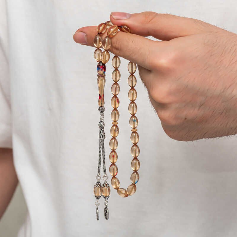 Silver Tassel Tightened Amber Prayer Beads