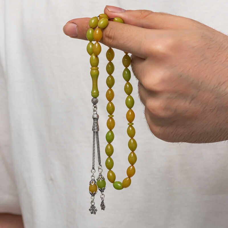 Silver Tassel Tightened Amber Prayer Beads