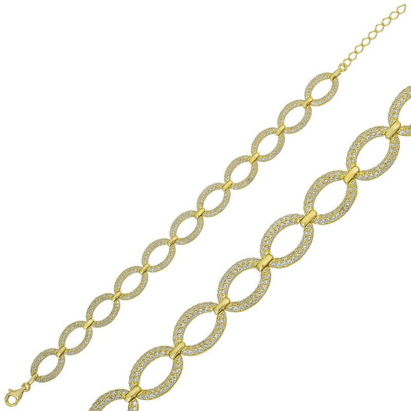 Silver Gold Oval Stone Women's Bracelet