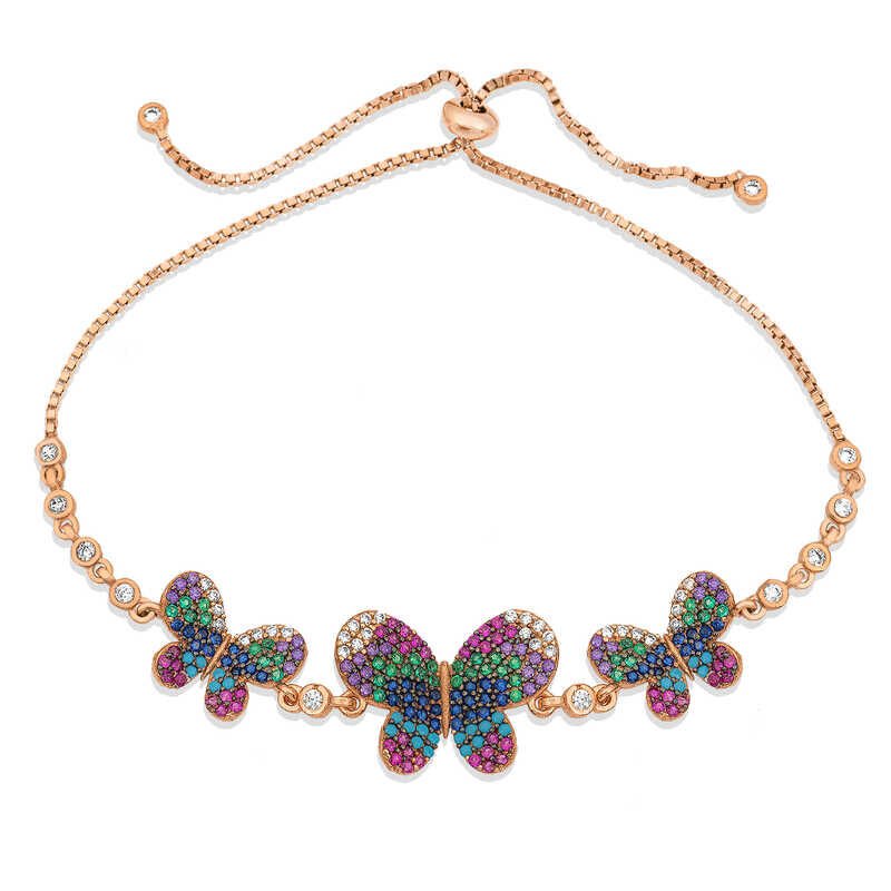 Silver Rose Butterfly Elevator Bracelet