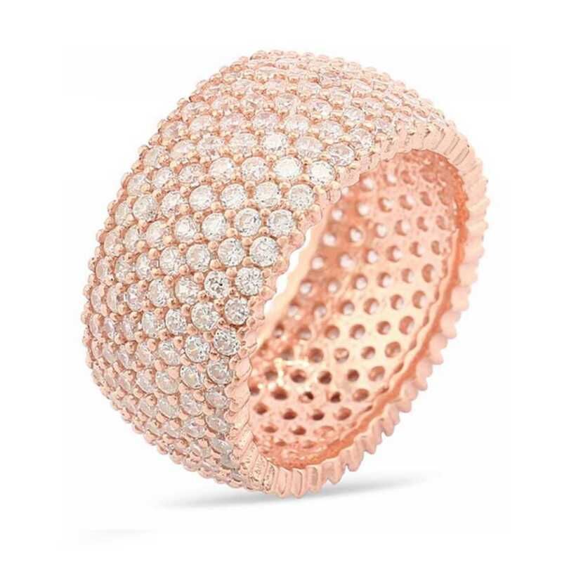 Silver 7 Row Rose Full Circle Women's Ring