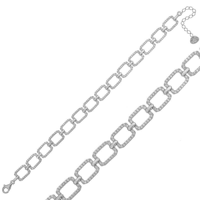 Silver Square Stone Women's Bracelet