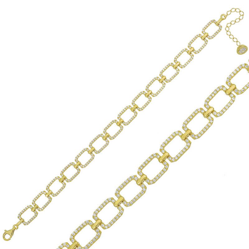 Silver Gold Square Stone Women's Bracelet