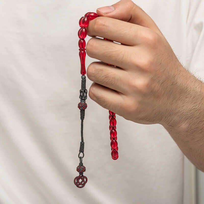Silver Kazaz Tassel Tightened Amber Prayer Beads