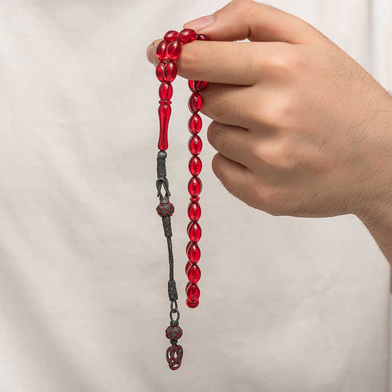 Silver Kazaz Tassel Tightened Amber Prayer Beads