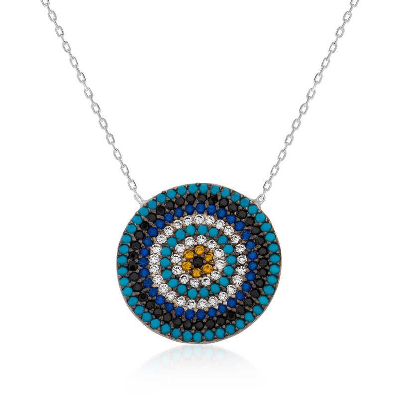 Collar de plata con ojo malvado para mujer