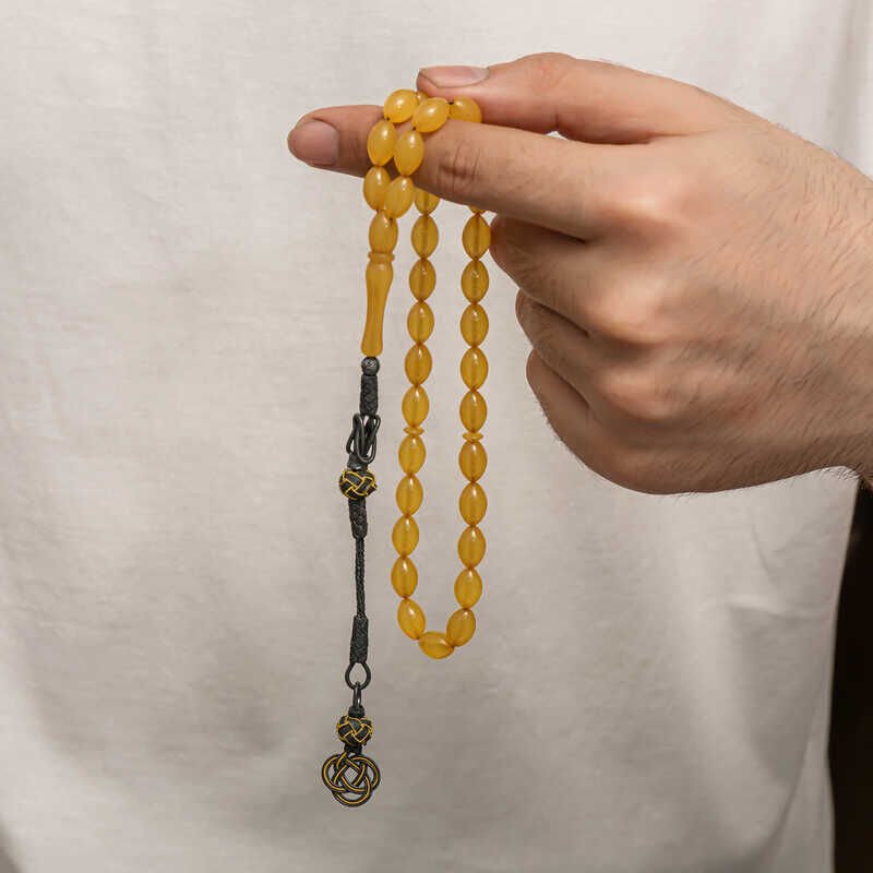 Silver Kazaz Tassel Tightened Amber Prayer Beads