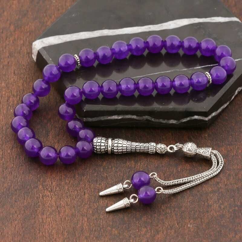 Natural Stone Metal Tassel Jade Stone Prayer Beads